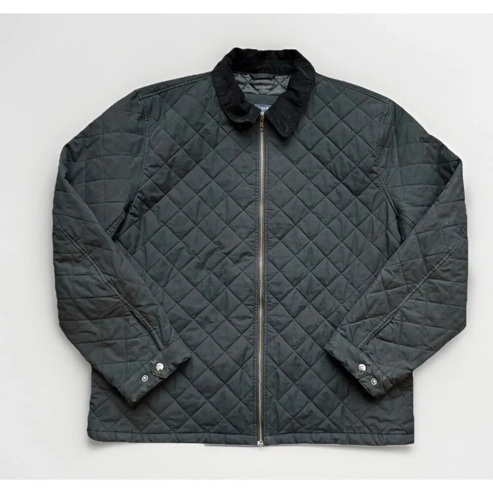 J.Crew Barn‎ Chore Coat Men's XL Black Corduroy Collar Quilted Jacket Old Money